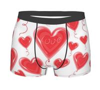 TRESILA Romantic Red Heart/Boxer Shorts Mens, Breathable, Comfort Fit Boxer Trunks, Stretch Boxer Briefs, Soft Fabric Mens Everyday Underwear Trunks