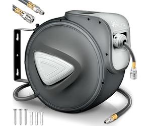 TRESKO® 10 m Compressed air Hose Reel Automatic 1/4 inch Connection Hose Reel, Wall Hose Holder, Hose Reel, Compressed air Hose Reel.