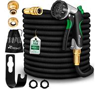 TRESKO Expandable Garden Water Hose Pipe- 8-Pattern Spray Gun Anti-leakage with Brass Fittings, Triple Latex Core & Hose Hook/Hanger, Magic-hose pipes (25FT)
