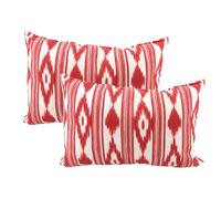TRESMESTRES Cushion Covers for Garden Sofa, Living Room and Terrace Mediterranean Ikat Large and Small Sofa Cushion Covers Cushion Cover 30x50 cm Set of 2, Red