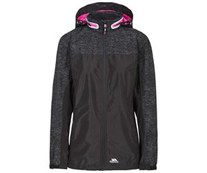 Trespass Attraction, Reflective Print, XL, Waterproof Jacket with Concealable Hood for Ladies, Grey, X-Large