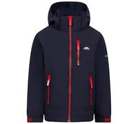 Trespass Boys Jacket Aleric -Unpadded, 3 Zip Pockets, Detachable Hood, Adjustable Cuffs, Longer Back, Waterproof 3000mm, Windproof, Taped Seams Navy