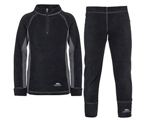 Trespass Bubbles Kids Base Layer Set Boys & Girls Long Sleeve Top and Trousers Black