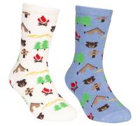(12 UK Child-3 UK, Blue/Cream) Trespass Childrens/Kids Camping Socks (Pack of 2)