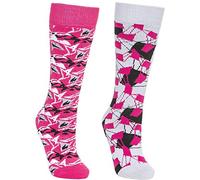 Trespass Childrens/Kids Rockies Ski Socks (Pack Of 2) (12-3 Child UK) (Platinum/Pink Lady)