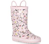 Trespass Girls Starryton Kids Waterproof Wellington Boots - Pink Rubber - Size UK 1 Infant