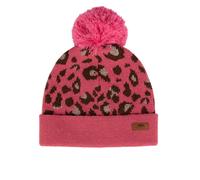 Trespass Kaylani Leopard Print Knitted Beanie in Light Pink | Size: 8-10 Years Trespass Light Pink 8-10 Years