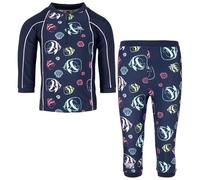 Trespass Kids 2 Piece Swimwear Costume Smiley - Elastic Waist Trousers, 1/2 Front Zip, Printed and Plain Panelling, Comfortable Fit, Ideal for Swimming and Beach Fun