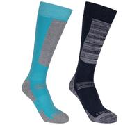 Trespass Kids Unisex Childrens/Kids Convex Ski Socks (Pack of 2) (Navy/Cyber Blue) - Size UK 9-12
