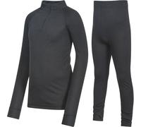 Trespass Kids United 360 Warm Winter Thermal Top Bottoms Baselayer Set - Black