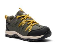 Trespass Kids Walking Shoes Gillon II - Low Cut, Waterproof, Breathable Membrane, Gusseted Tongue, Protective Toe and Heel Guard, Ankle Support, Cushioned Footbed Forest Green