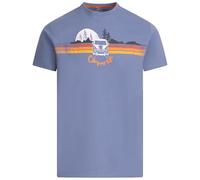 Trespass Mens Casual T-Shirt Cromer II - Short Sleeve Graphic Camping Life, 60% Cotton 40% Polyester, 180gsm Denim Blue