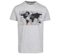 Trespass Mens Chera Geographic Print Crew Neck Short Sleeve T-Shirt in Grey Marl - Melange - Size Small