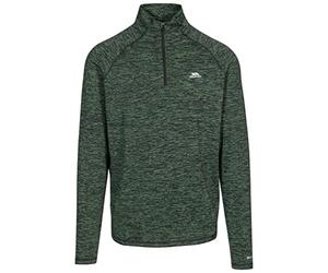 Trespass Mens Gerry Active Top - 1/2 Zip, Long Sleeve, Wicking, Quick Dry, Bright Green Fleck, XS