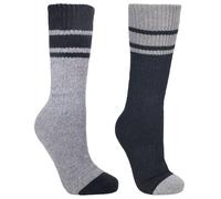 Trespass Mens Hitched Two Tone Anti Blister Hiking Boot Socks (2 Pairs) Black/Grey Marl 4/7 UK