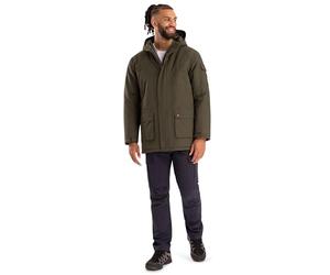 Trespass Mens Padded Rain Jacket Stewart - Padded, Hidden Hood Adjuster, Outer Storm Flap, Branded Snaps, Hidden Velcro, Inner Storm Flap, Side Pocket, Bellowed Pockets Green