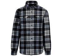 Trespass Mens Shirt Black Long Sleeve Button Up Shirt Microfleece Checkley