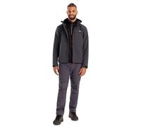 Trespass Men's Softshell Jacket Dante - Waterproof: 8000mm,Breathable: 3000mvp,Grown on Hood, 2 Zip Pockets, Adjustable Cuff, Contrast Zipper, Bonded Back Dark Grey
