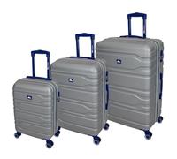 Trespass Outback 3-Piece Trolley Case Set, Hardshell Spinner Luggage, Fuchsia/Orange/Silver, 55/67/77 cm (Silver)