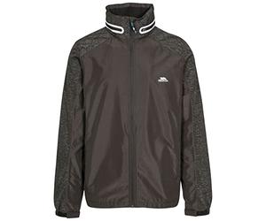 Trespass Prominent, Reflective Print, XXS, Waterproof Reflective Cycling Jacket with Concealable Hood for Men, Grey, XX-Small / 2X-Small / 2XS