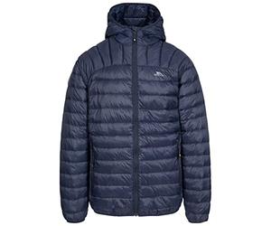 Trespass Romano, Navy, XS, Compact Foldable Ultra Light Warm Down Jacket with Hood, 90% Down for Men, X-Small, Blue