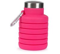 Trespass Silicone Foldable Bottle Vavo - Carabiner Clip, Brushed Steel Lid, BPA-Free, Food Safe, Suitable for Freezing, 200ml Folded, 500ml Expanded