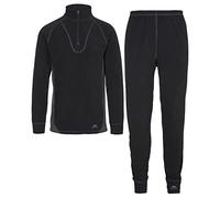 Trespass Thriller, Black X, XS, Baselayer Set (Trousers & Longsleeved Top) 160gsm Adult Unisex, X-Small, Black