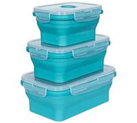 Trespass Tredt Lunchset Set Of Three Collapsible Lunch Boxes, 750ml/ 550ml/ 350ml, Dishwasher & Microwave Safe - Lagoon, Each