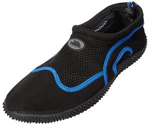 Trespass Unisex Aqua Shoes Paddle - Anti-Slip Sole, Breathable Mesh, Stretch Fabric, Drawstring Fastenings, Lightweight, TRP Outsole, Rubber Sole, Moulded EVA Midsole Black Blue