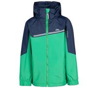 Trespass unisex kids rain jacket Submerged - waterproof TP50, windproof, detachable hood, reflective trims, 2 zip pockets, taped seams, soft tricot lining