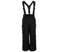 Trespass Unisex Kids Ski Trousers Rumi - Waterproof Padded Salopettes, Tricot Lining, 2 Zipped Pockets, Detachable Braces, Side Leg Zips, Kick Patches, Gaiters Black