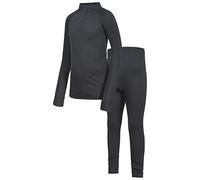 Trespass Unite360 Kids Black Thermal Base Layer Set Long Sleeve Top and Bottoms