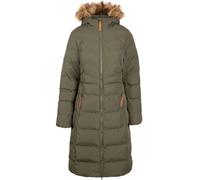 Trespass Women's Jacket Audrey - Waterproof 2000mm, Windproof, Faux Fur Trim, Padded, 2 Zip Pockets, Grown on Hood, Two Way Front Zipper, Longer Length, Badge Detail on Sleeve
