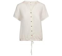 Trespass Womens Casual Top Beatrice - Notch Neckline, Relaxed Fit, Front Button Fastening, Gathered Hem with Tie Detail, 90% Viscose, 10% Linen White