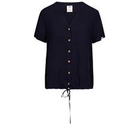 Trespass Womens Casual Top Beatrice - Notch Neckline, Relaxed Fit, Front Button Fastening, Gathered Hem with Tie Detail, 90% Viscose, 10% Linen Navy