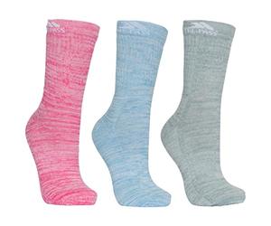 Trespass Womens Helvellyn Everyday Socks - 3 Pair Pack - Rose/Blue/Sage - 6-9UK