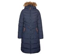 Trespass Women's Jacket Audrey - Waterproof 2000mm, Windproof, Faux Fur Trim, Padded, 2 Zip Pockets, Grown on Hood, Two Way Front Zipper, Longer Length, Badge Detail on Sleeve
