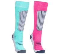 Trespass Womens/Ladies Janus II Acrylic Two Pair Technical Ski Socks, UK Size 6-9, Lagoon/Pink Lady