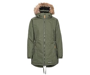 Trespass Womens Parka Jacket Celebrity - Waterproof, Longer Length, Fleece Lined, Lightly Padded, 2 Zip Pockets, Stud-Off Hood Fur Trim, Elasticated Sides, 2 Way Zip
