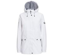 Trespass Womens Waterproof Jacket Flourish C-Taffeta Lining, Striped Jersey Lined Adjustable Hood, 2 Zip Pockets, Adjustable Back Waist, Curved Hem, Elasticated Cuffs, Contrast Trims, Bust Darts