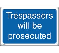 Trespassers Will Be Prosecuted Sign - 300mm x 200mm - 1.2mm Rigid Plastic Drilled Sign (INFO18)