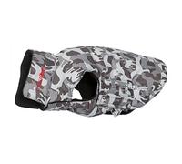 Trespaws Dog Rain Coat Charly - Camo Print, Contrast Inner Fleece, Easy Clean, Embroidered Logos, Harness Access Point, Waterproof, Windproof, 280gsm Microfleece Lining, Hollowfibre Filling