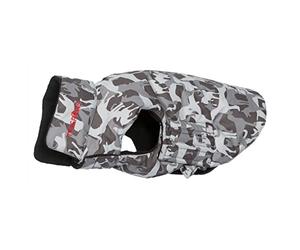 Trespaws Dog Rain Coat Charly - Camo Print, Contrast Inner Fleece, Easy Clean, Embroidered Logos, Harness Access Point, Waterproof, Windproof, 280gsm Microfleece Lining, Hollowfibre Filling