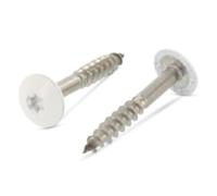 Trespo Wood Screws 4.8 x 38 mm Pack of 20 Stainless Steel A2 / V2A - Round-Headed Wood Screws with Hexalobular Socket - Rustproof - Powder Coated RAL 9010 Pure White