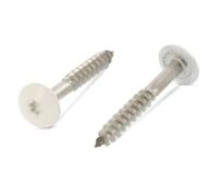 Trespo Wood Screws 4.8 x 38 mm Pack of 25 Stainless Steel A2 / V2A Round Head Wood Screws with Hexalobular Socket Rust-Proof Powder Coated RAL 9001 Cream White