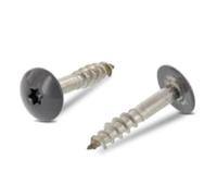Trespo Wood Screws 4.8 x 60 mm Pack of 15 Stainless Steel A2 / V2A - Round-Headed Wood Screws with Hexalobular Socket - Rustproof - Powder Coated RAL 7012 Basalt Grey