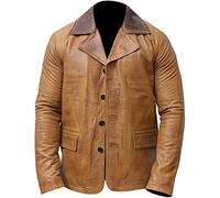 TRESSANO Arthur Morgan Costume Cosplay Dead Tan Brown Lambskin Leather Coat Redemption Gaming Jacket, Brown, Medium
