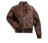 TRESSANO Mens A2 Aviator Air Force Flight WW2 Pilot Distressed Brown Bomber Lambskin Leather Jacket, Distressed Brown, 3XL
