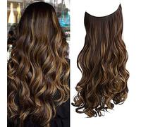 TRESSED UP HAIR Hair Extensions with Invisible Transparent Wire Adjustable Size Removable Secure Clips in Curly Wavy Hidden Crown Secret Hairpiece for Women