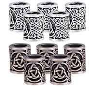 Tressify 10 Pack Celtic Dreadlock And Beard Beads, Viking Style Rune Set In Antique Silver And Bronze For Hair Decoration